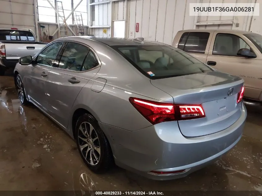 2016 Acura Tlx VIN: 19UUB1F36GA006281 Lot: 40829233