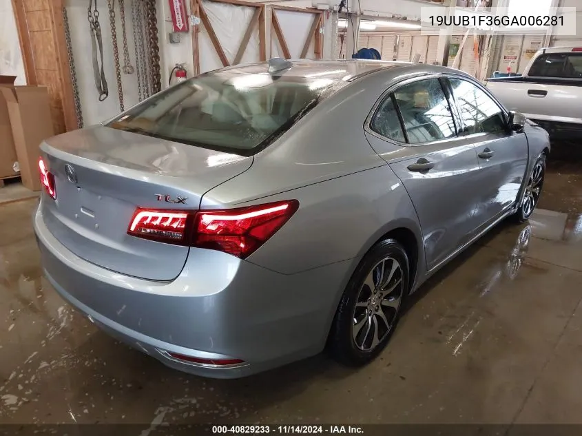 2016 Acura Tlx VIN: 19UUB1F36GA006281 Lot: 40829233