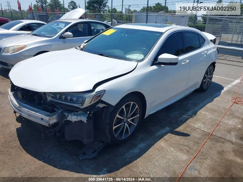 2018 Acura Tlx Tech Pkg VIN: 19UUB2F5XJA002250 Lot: 39641725