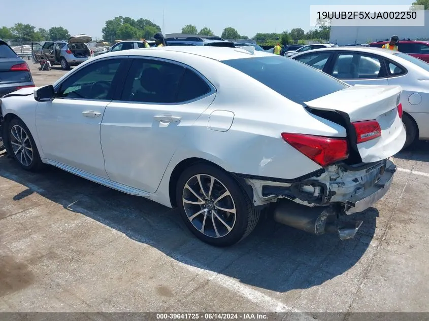 2018 Acura Tlx Tech Pkg VIN: 19UUB2F5XJA002250 Lot: 39641725