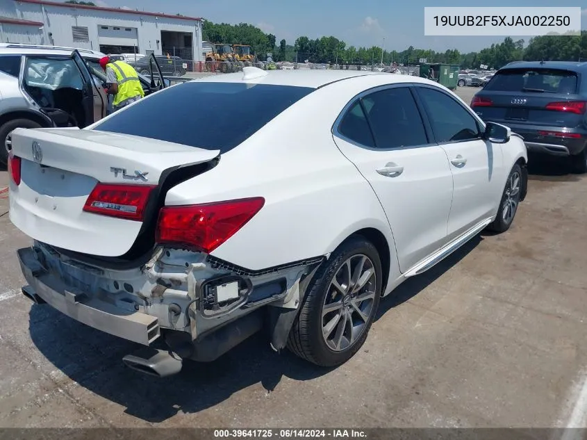 2018 Acura Tlx Tech Pkg VIN: 19UUB2F5XJA002250 Lot: 39641725