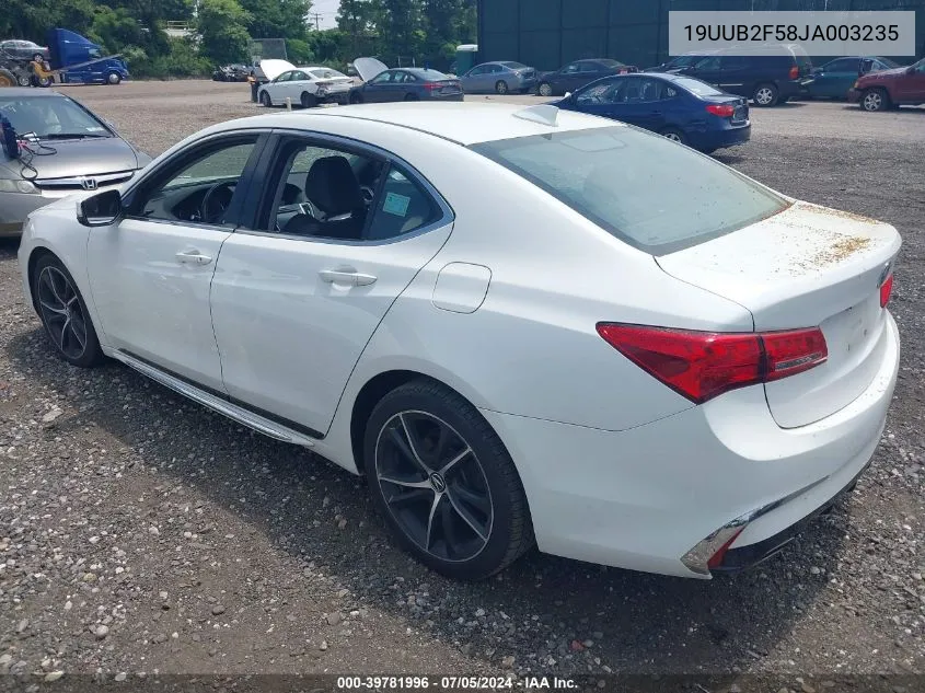 2018 Acura Tlx Tech Pkg VIN: 19UUB2F58JA003235 Lot: 39781996