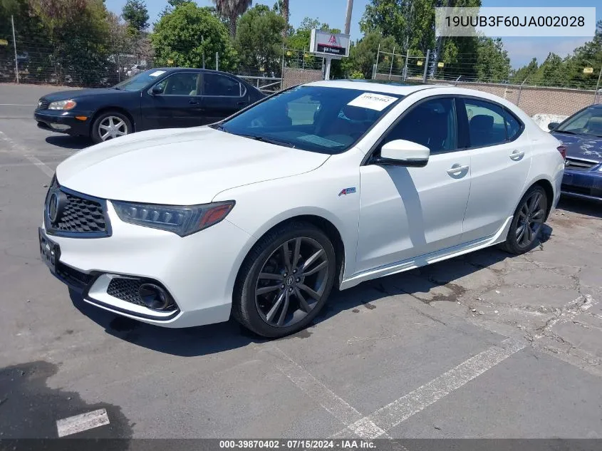 2018 Acura Tlx Tech A-Spec Pkgs VIN: 19UUB3F60JA002028 Lot: 39870402