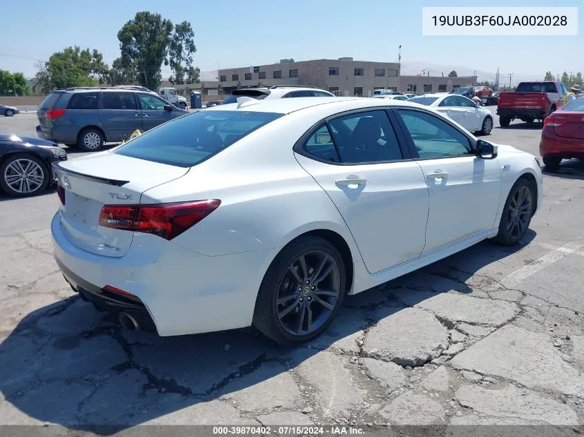 2018 Acura Tlx Tech A-Spec Pkgs VIN: 19UUB3F60JA002028 Lot: 39870402