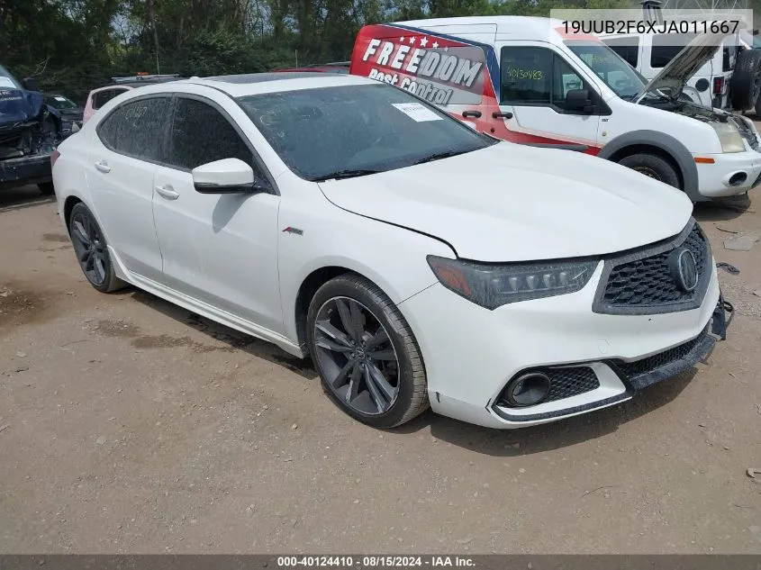 2018 Acura Tlx Tech A-Spec Pkgs VIN: 19UUB2F6XJA011667 Lot: 40124410