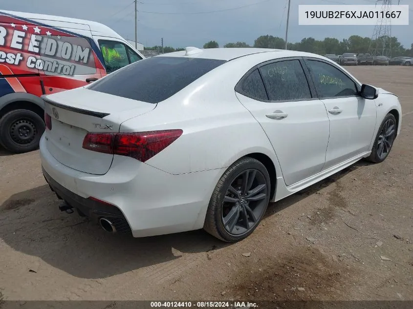 2018 Acura Tlx Tech A-Spec Pkgs VIN: 19UUB2F6XJA011667 Lot: 40124410