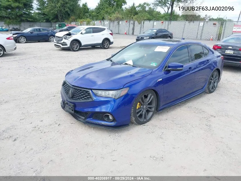 2018 Acura Tlx Tech A-Spec Pkgs VIN: 19UUB2F63JA002096 Lot: 40208917