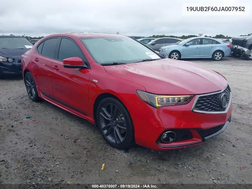 2018 Acura Tlx Tech A-Spec Pkgs VIN: 19UUB2F60JA007952 Lot: 40375007