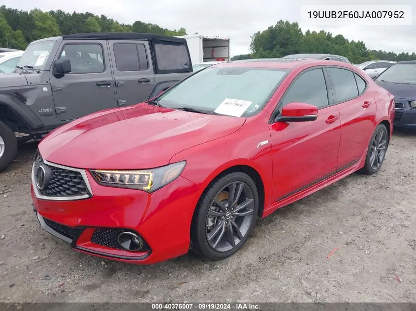 2018 Acura Tlx Tech A-Spec Pkgs VIN: 19UUB2F60JA007952 Lot: 40375007