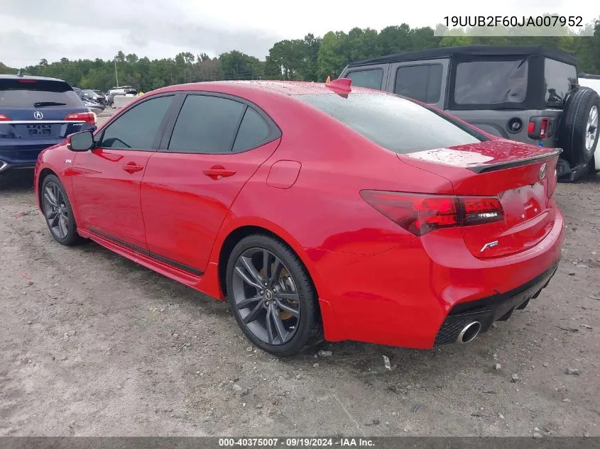 2018 Acura Tlx Tech A-Spec Pkgs VIN: 19UUB2F60JA007952 Lot: 40375007