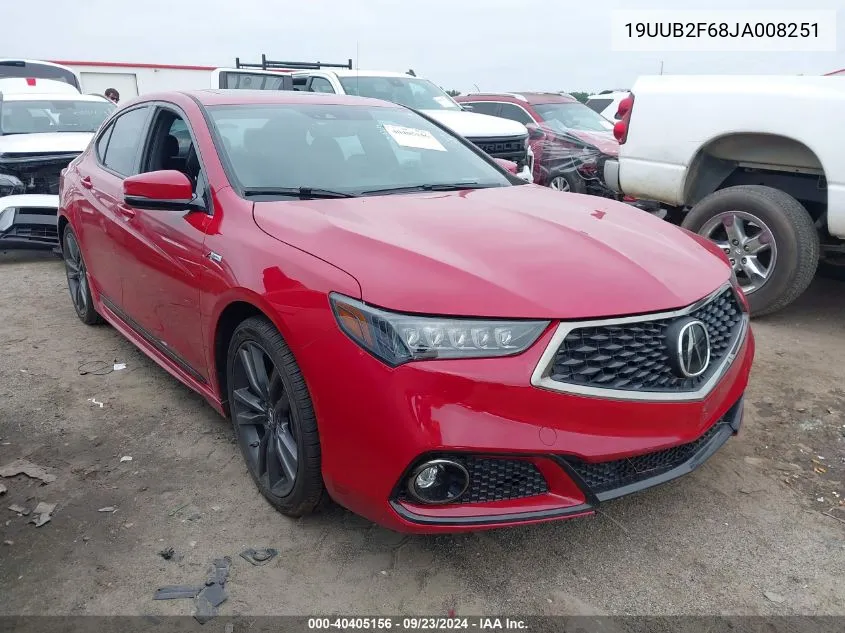 2018 Acura Tlx Tech A-Spec Pkgs VIN: 19UUB2F68JA008251 Lot: 40405156