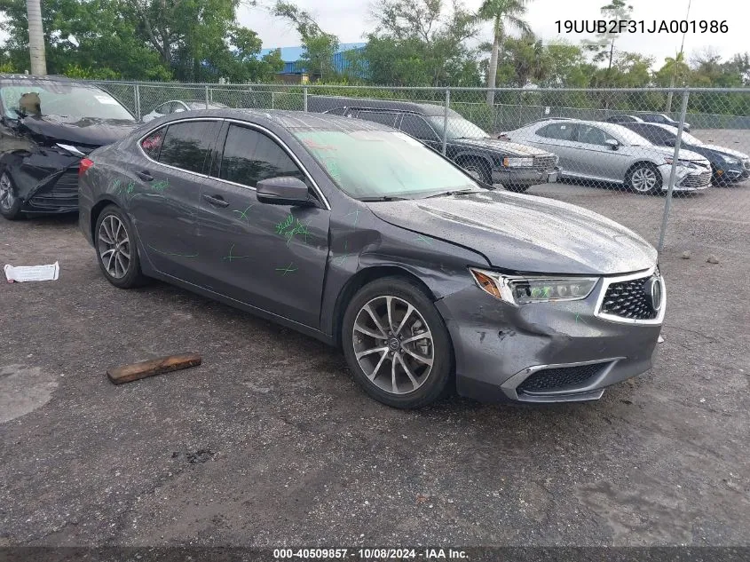 2018 Acura Tlx VIN: 19UUB2F31JA001986 Lot: 40509857