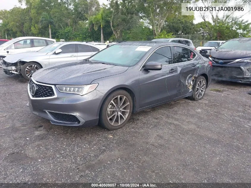 2018 Acura Tlx VIN: 19UUB2F31JA001986 Lot: 40509857