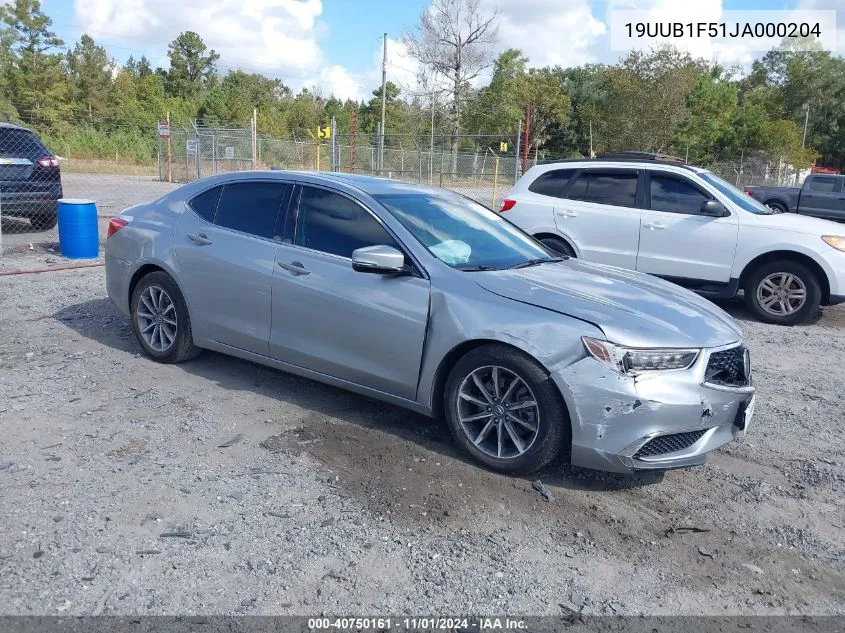 2018 Acura Tlx Tech Pkg VIN: 19UUB1F51JA000204 Lot: 40750161