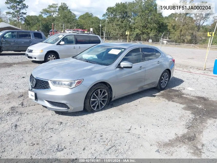 2018 Acura Tlx Tech Pkg VIN: 19UUB1F51JA000204 Lot: 40750161