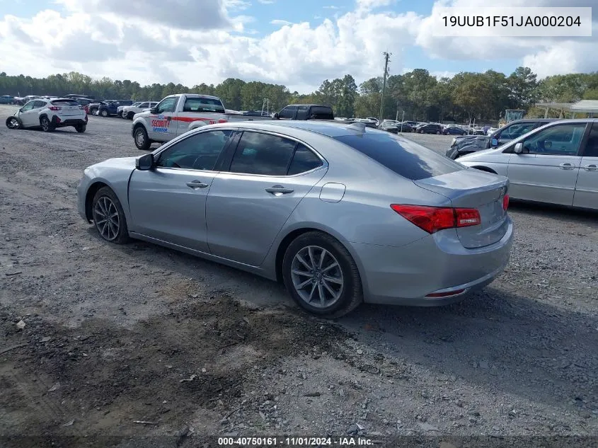 2018 Acura Tlx Tech Pkg VIN: 19UUB1F51JA000204 Lot: 40750161