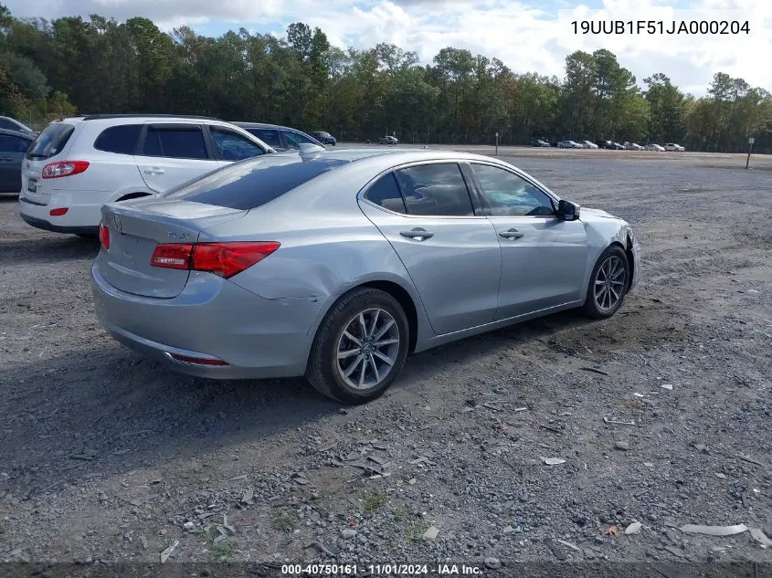 2018 Acura Tlx Tech Pkg VIN: 19UUB1F51JA000204 Lot: 40750161