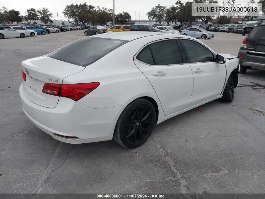 2018 Acura Tlx VIN: 19UUB1F38JA000618 Lot: 40806001