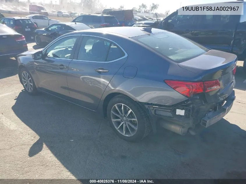 2018 Acura Tlx Tech Pkg VIN: 19UUB1F58JA002967 Lot: 40825376