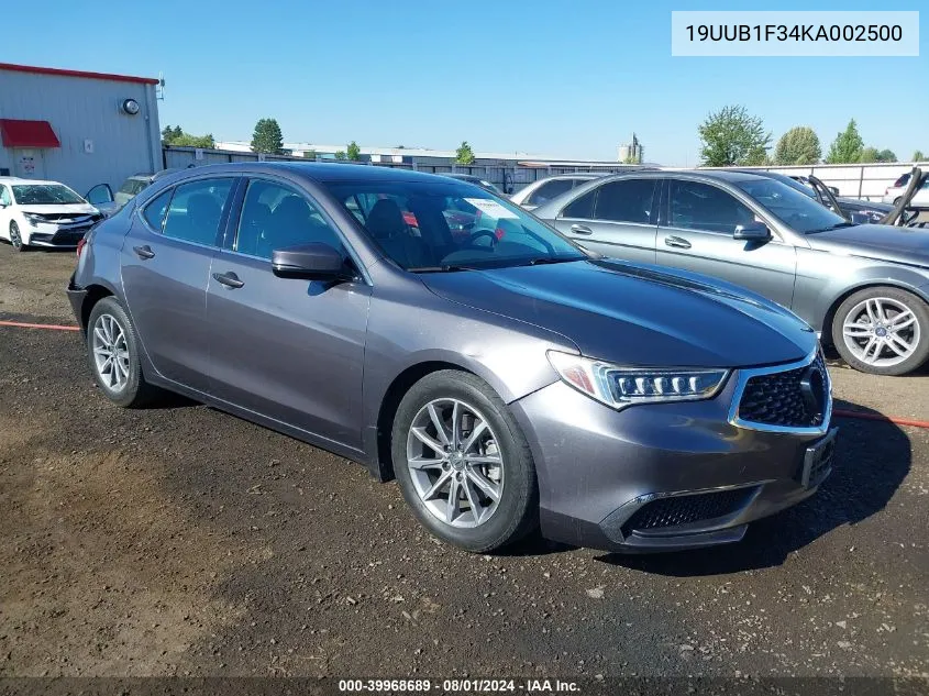 2019 Acura Tlx Standard VIN: 19UUB1F34KA002500 Lot: 39968689