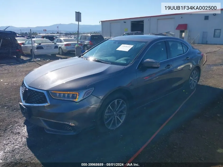 2019 Acura Tlx Standard VIN: 19UUB1F34KA002500 Lot: 39968689