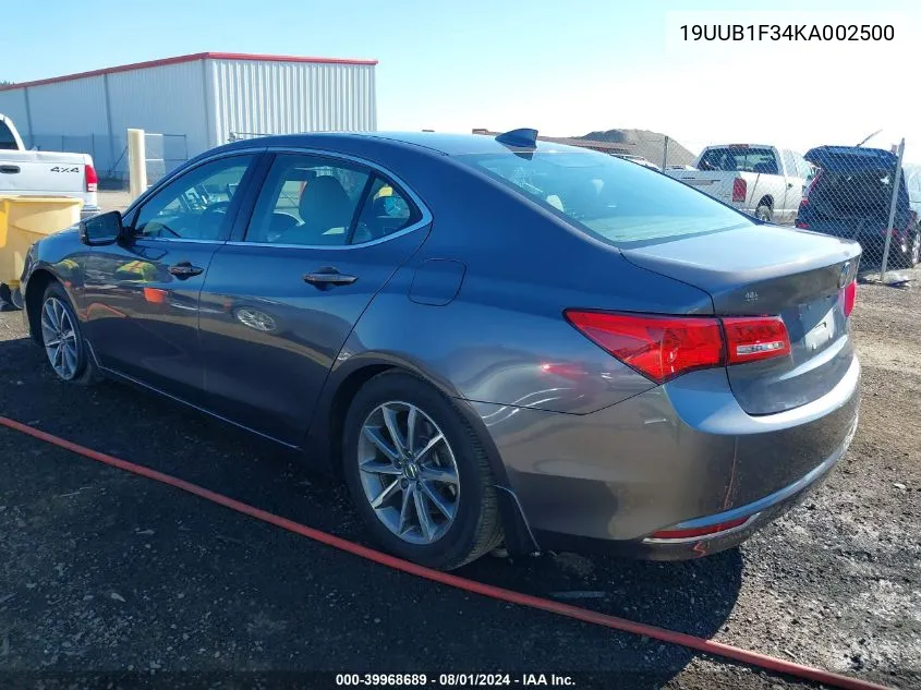 2019 Acura Tlx Standard VIN: 19UUB1F34KA002500 Lot: 39968689