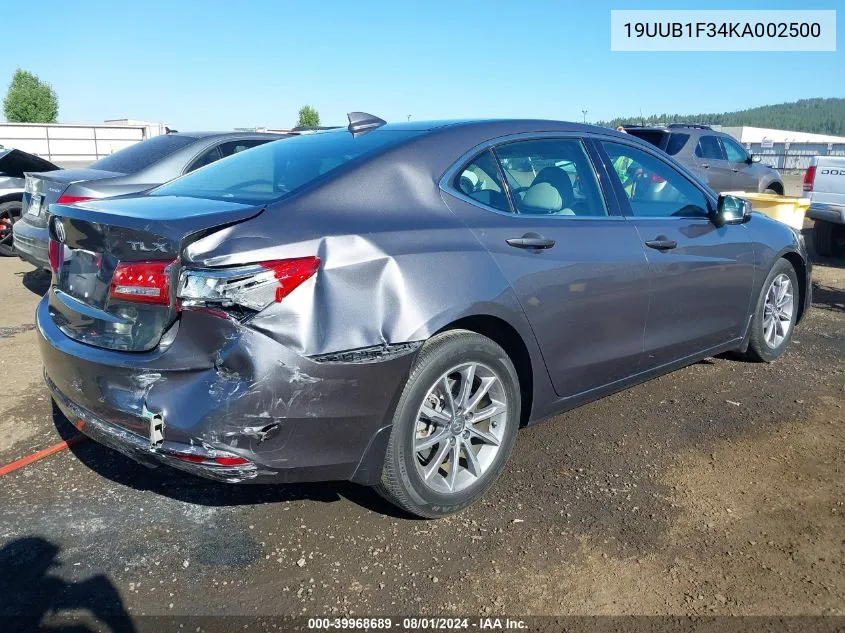 2019 Acura Tlx Standard VIN: 19UUB1F34KA002500 Lot: 39968689