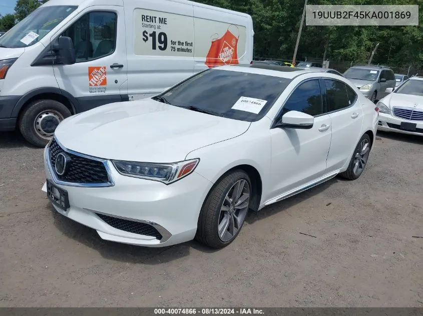 2019 Acura Tlx Tech Pkg VIN: 19UUB2F45KA001869 Lot: 40074866