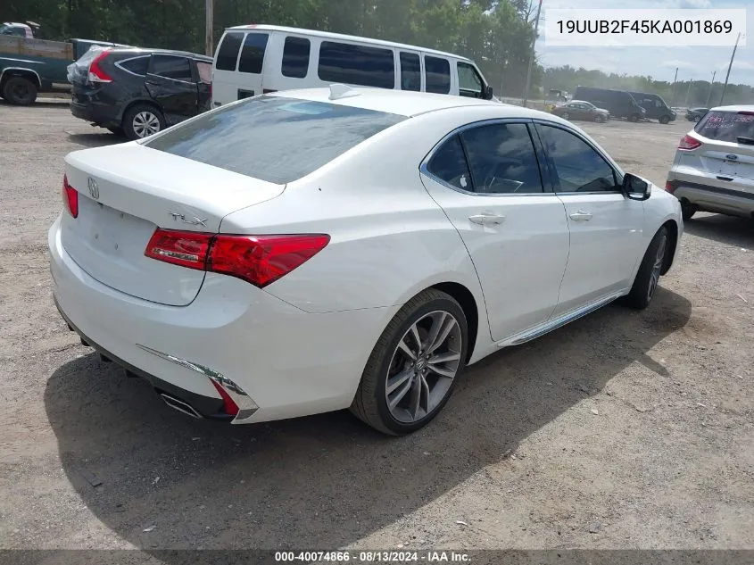 2019 Acura Tlx Tech Pkg VIN: 19UUB2F45KA001869 Lot: 40074866