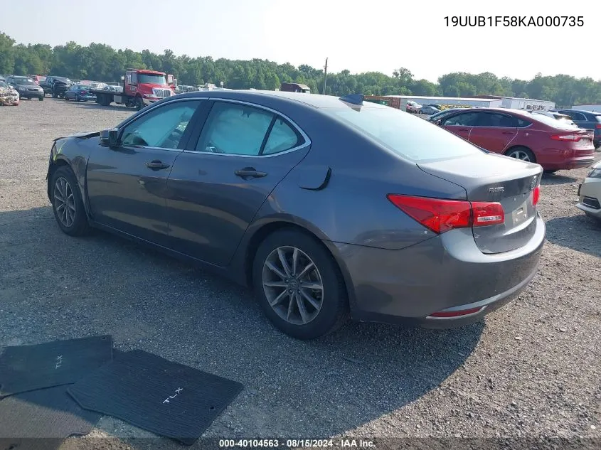 2019 Acura Tlx Tech Pkg VIN: 19UUB1F58KA000735 Lot: 40104563