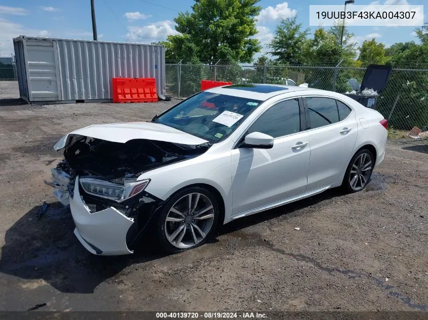 2019 Acura Tlx Tech Pkg VIN: 19UUB3F43KA004307 Lot: 40139720