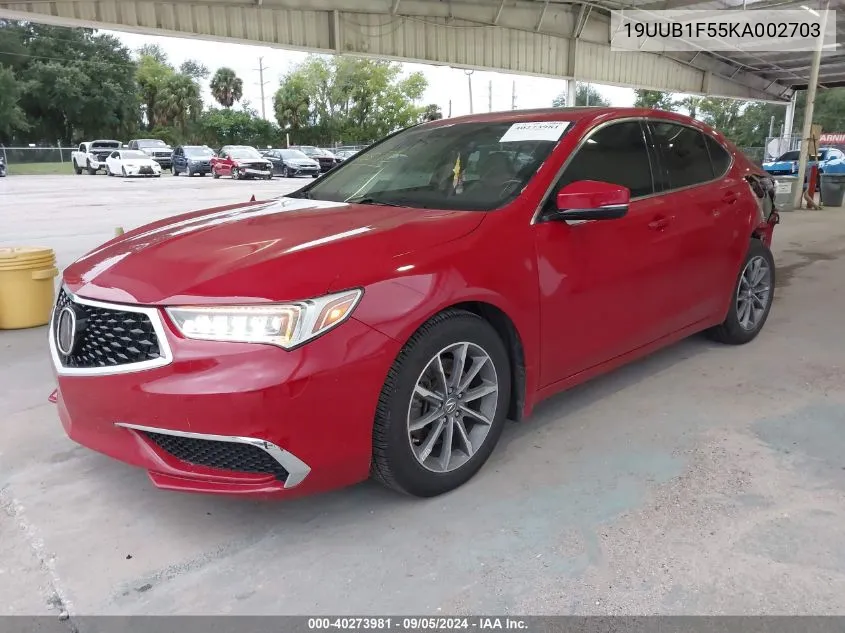 2019 Acura Tlx Tech Pkg VIN: 19UUB1F55KA002703 Lot: 40273981