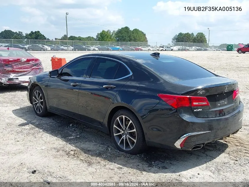 2019 Acura Tlx Standard VIN: 19UUB2F35KA005136 Lot: 40342583