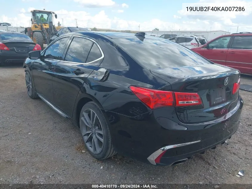 2019 Acura Tlx Tech Pkg VIN: 19UUB2F40KA007286 Lot: 40410770