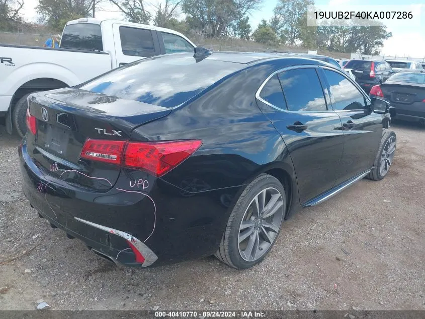 2019 Acura Tlx Tech Pkg VIN: 19UUB2F40KA007286 Lot: 40410770