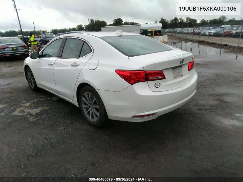 2019 Acura Tlx Tech Pkg VIN: 19UUB1F5XKA000106 Lot: 40460379