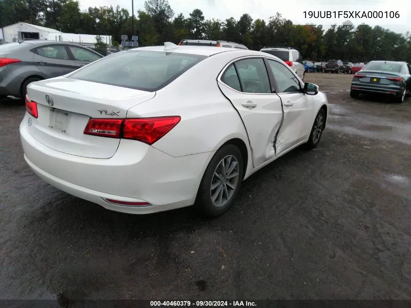 2019 Acura Tlx Tech Pkg VIN: 19UUB1F5XKA000106 Lot: 40460379