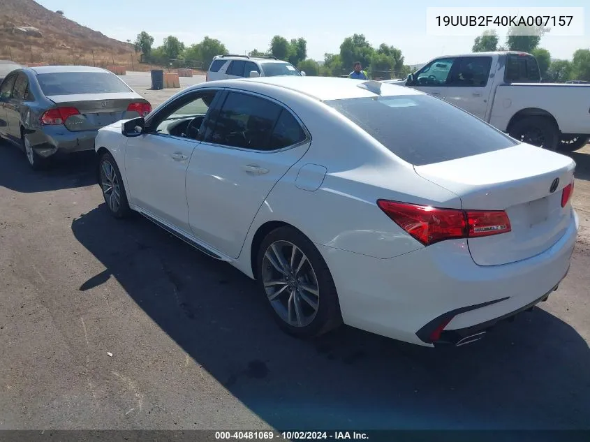 2019 Acura Tlx Tech Pkg VIN: 19UUB2F40KA007157 Lot: 40481069