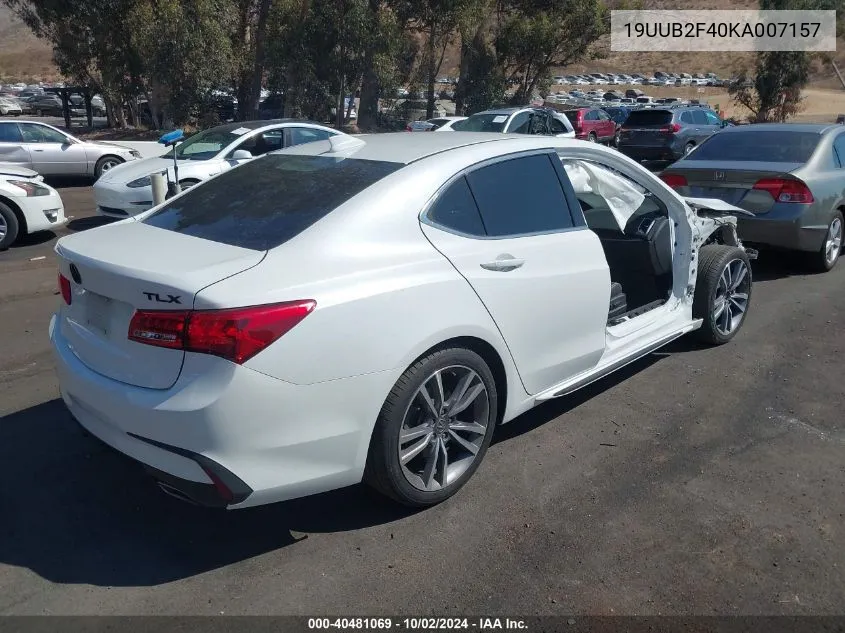 2019 Acura Tlx Tech Pkg VIN: 19UUB2F40KA007157 Lot: 40481069