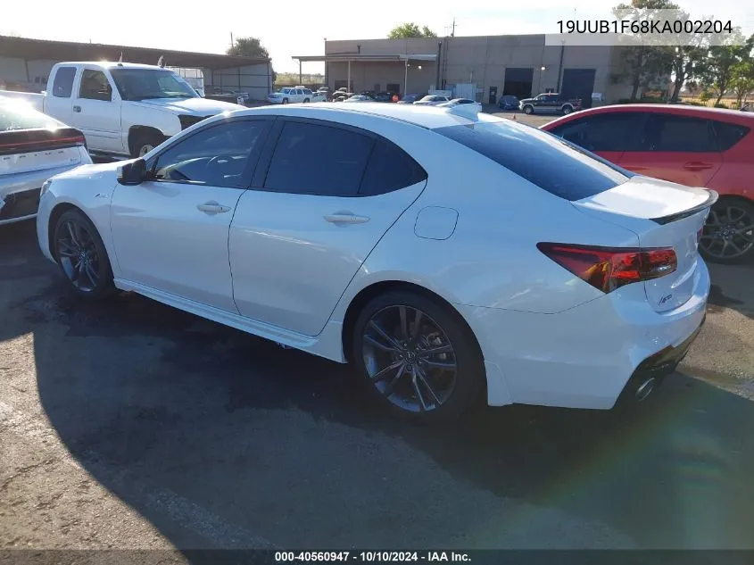 2019 Acura Tlx Tech A-Spec Pkgs/W/A-Spec Pkg Red Leather VIN: 19UUB1F68KA002204 Lot: 40560947