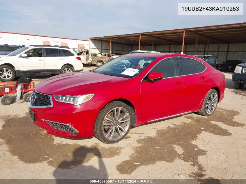 2019 Acura Tlx Tech Pkg VIN: 19UUB2F43KA010263 Lot: 40575567