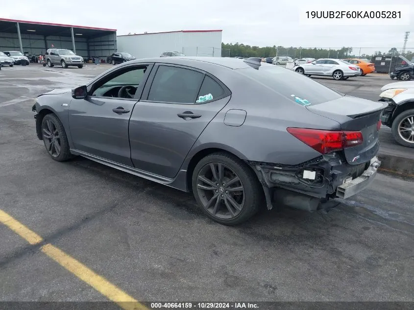 2019 Acura Tlx Tech A-Spec Pkgs VIN: 19UUB2F60KA005281 Lot: 40664159