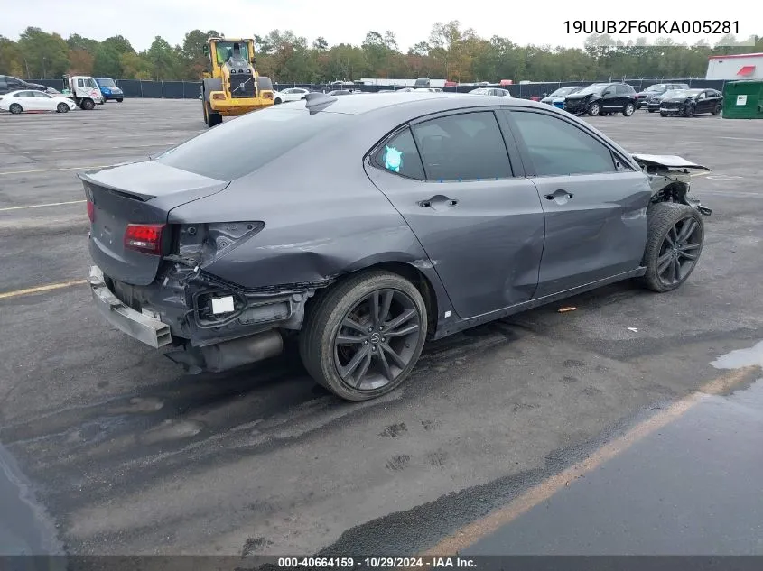 2019 Acura Tlx Tech A-Spec Pkgs VIN: 19UUB2F60KA005281 Lot: 40664159