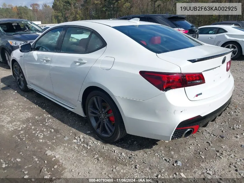 2019 Acura Tlx Tech A-Spec Pkgs/W/A-Spec Pkg VIN: 19UUB2F63KA002925 Lot: 40793485