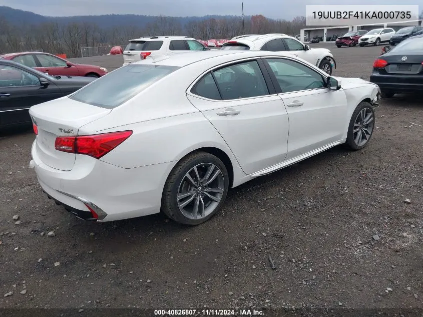 2019 Acura Tlx Tech Pkg VIN: 19UUB2F41KA000735 Lot: 40826807