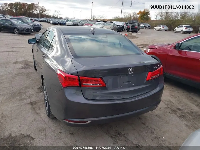 2020 Acura Tlx Standard VIN: 19UUB1F31LA014802 Lot: 40746596