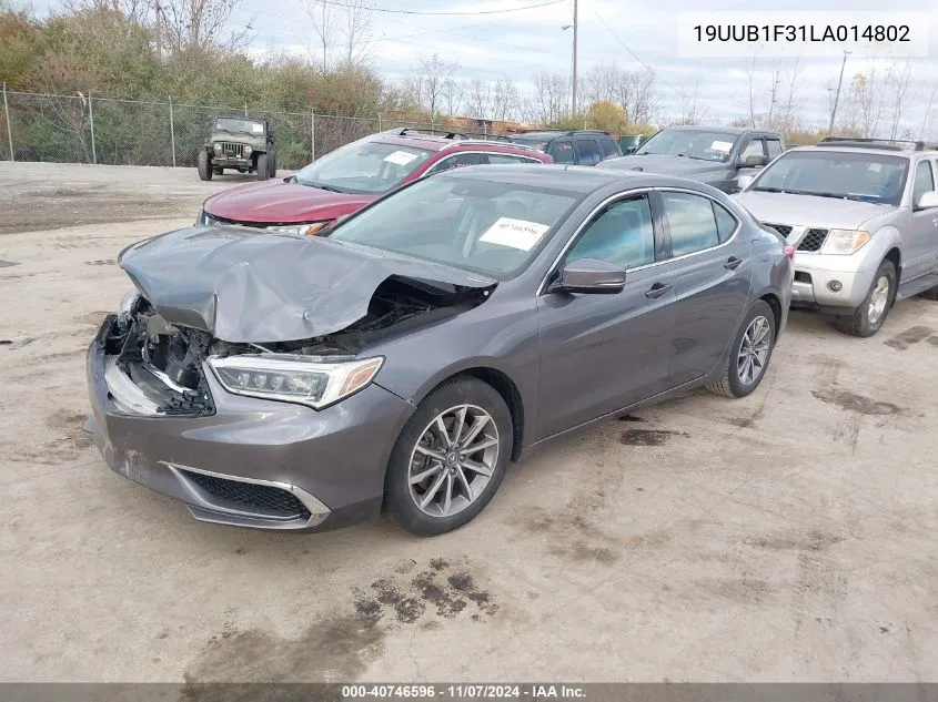 2020 Acura Tlx Standard VIN: 19UUB1F31LA014802 Lot: 40746596