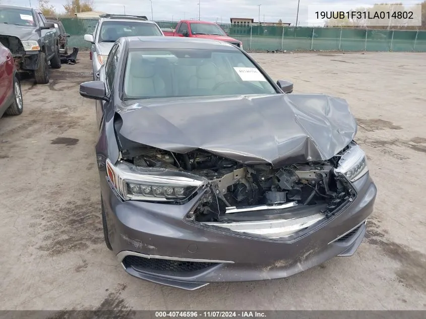 2020 Acura Tlx Standard VIN: 19UUB1F31LA014802 Lot: 40746596