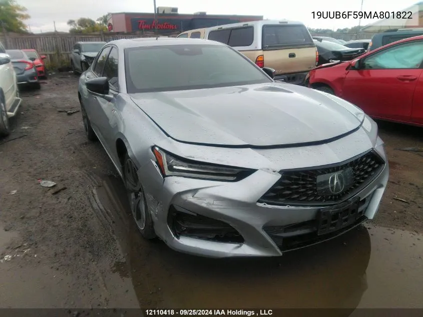 2021 Acura Tlx VIN: 19UUB6F59MA801822 Lot: 12110418