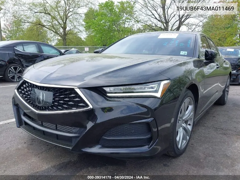 2021 Acura Tlx Technology Package VIN: 19UUB6F43MA011469 Lot: 39314178